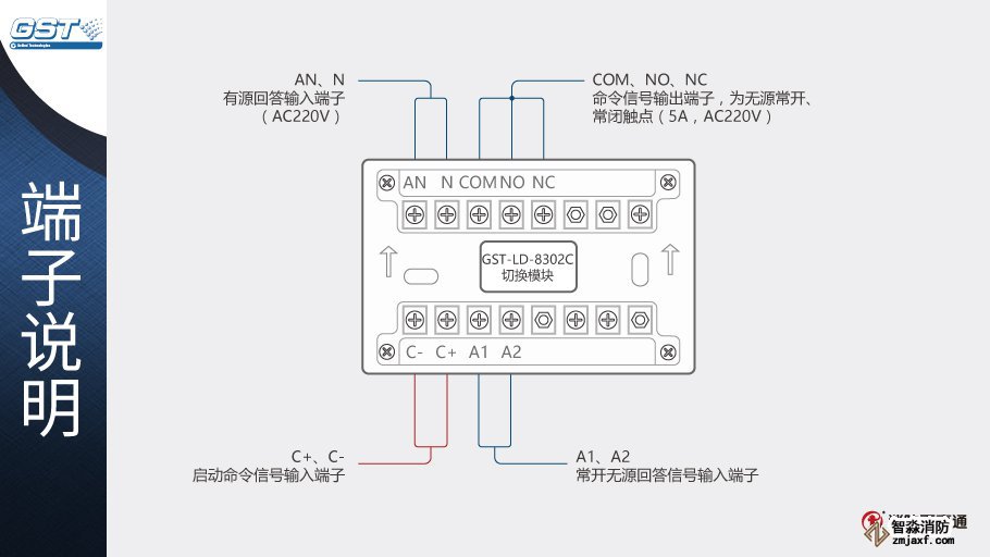 海灣GST-LD-8302C切換模塊接線