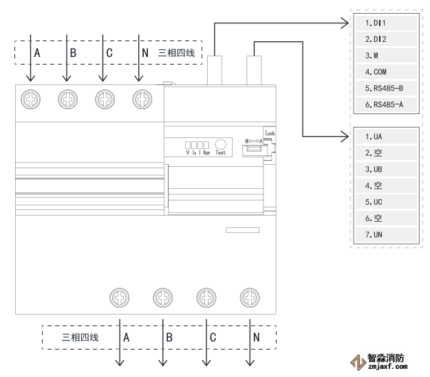 TY-610-4P智慧空開(kāi)產(chǎn)品接線(xiàn)示意圖