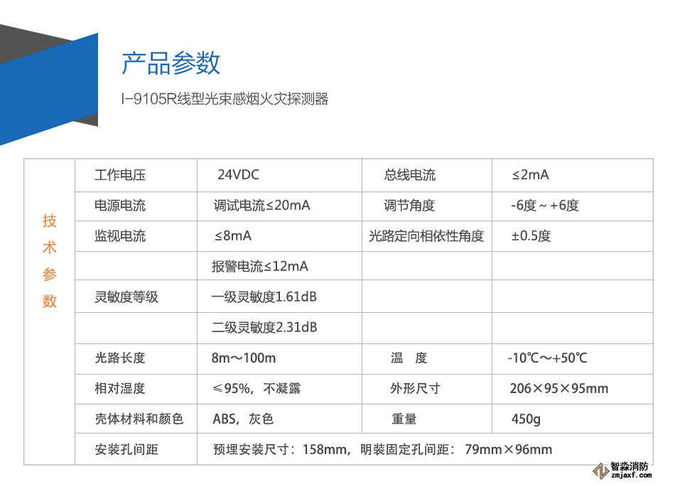 I-9105R線型光束感煙火災(zāi)探測(cè)器參數(shù)